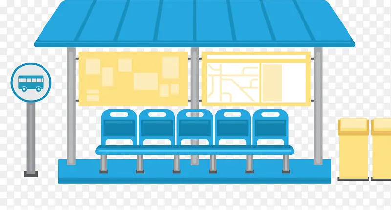 天蓝色座椅公交站