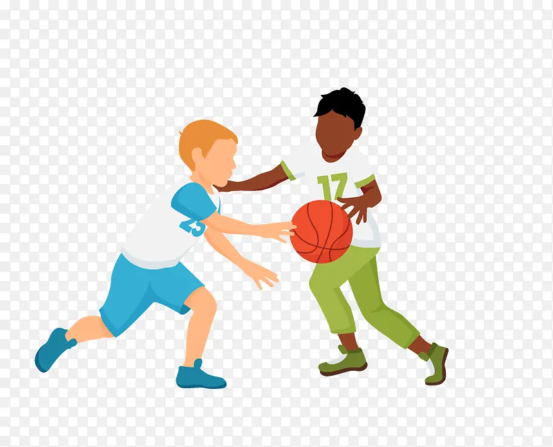 卡通版打篮球的小朋友