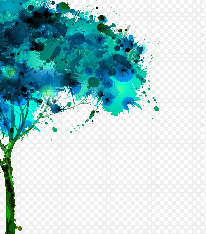 水彩画树木