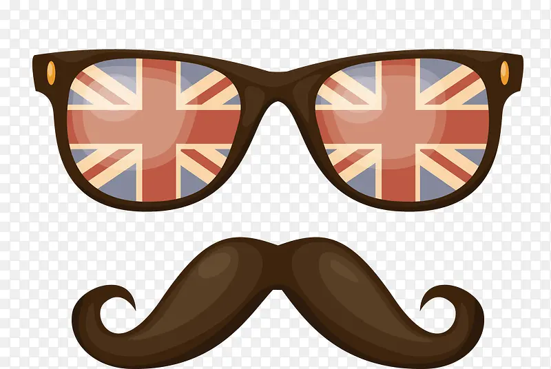 矢量图英国眼镜胡子