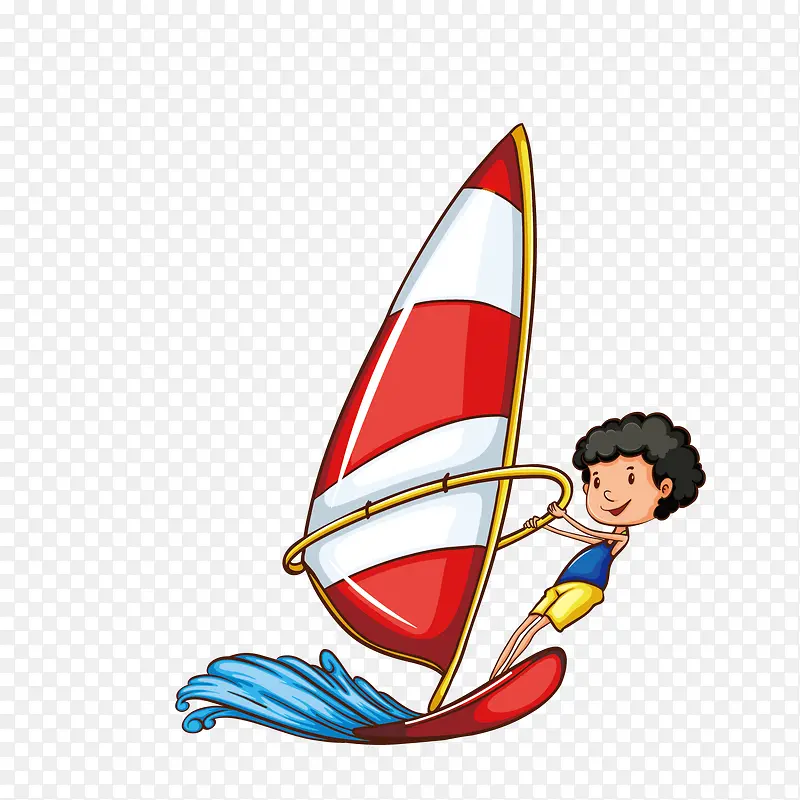 矢量卡通小人帆船运动插画