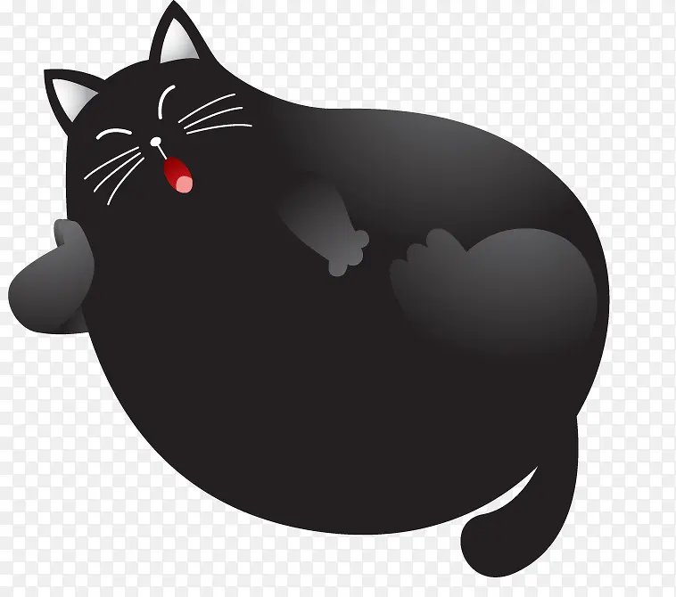 黑色大懒猫手绘矢量