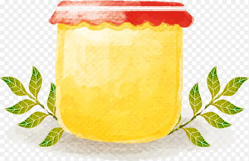 水彩绘柠檬酱矢量图