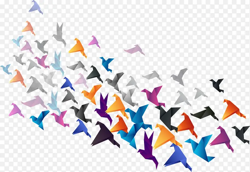 一群彩色的千纸鹤