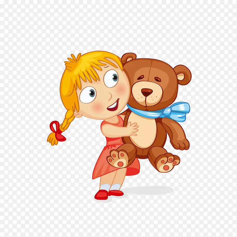 抱着小熊的女孩免抠素材