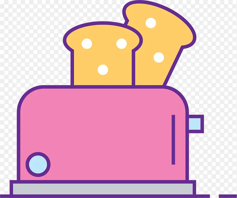 粉色矢量卡通手绘面包机