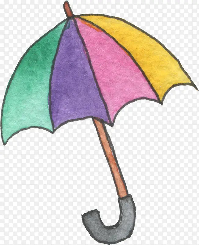 手绘彩色小雨伞