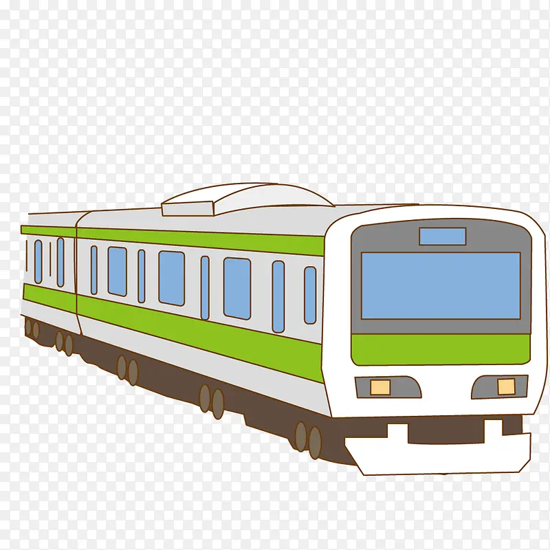 绿色线条手绘的火车