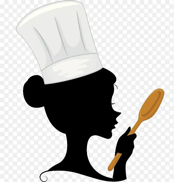 手拿勺子的女头像厨师