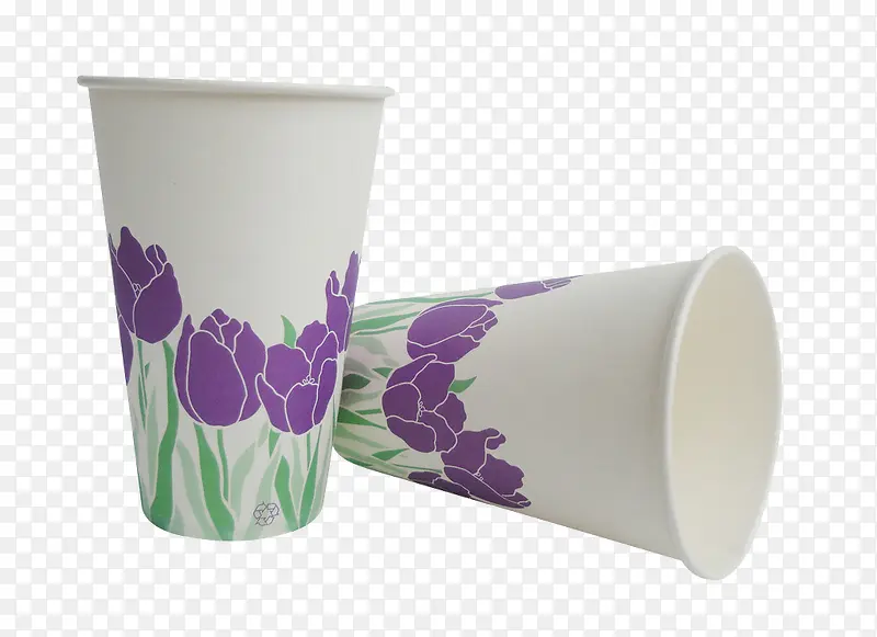 紫色花朵一次性纸杯