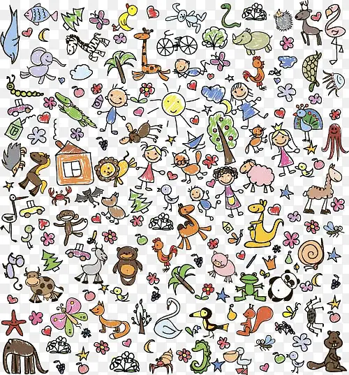 卡通矢量简笔画动物