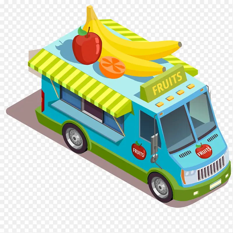 售卖水果的卡通汽车