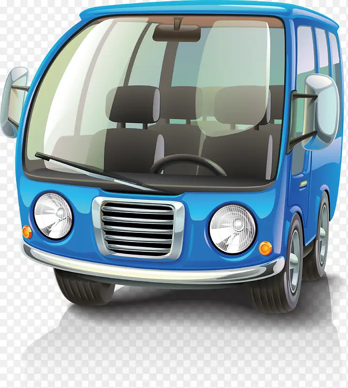 卡通蓝色小公交车