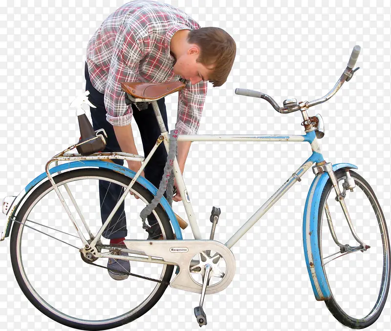 修理自行车的男人