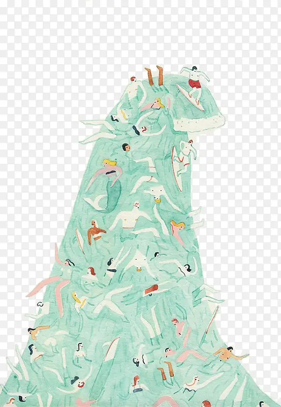 海浪与游泳的人们