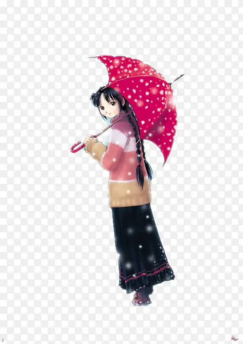 开雨伞的少女