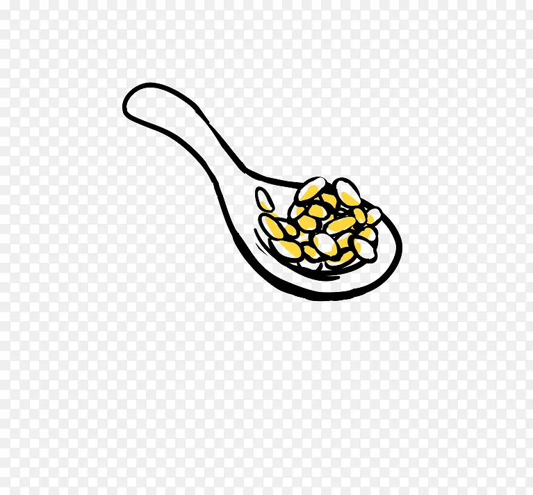 手绘勺子上的食物