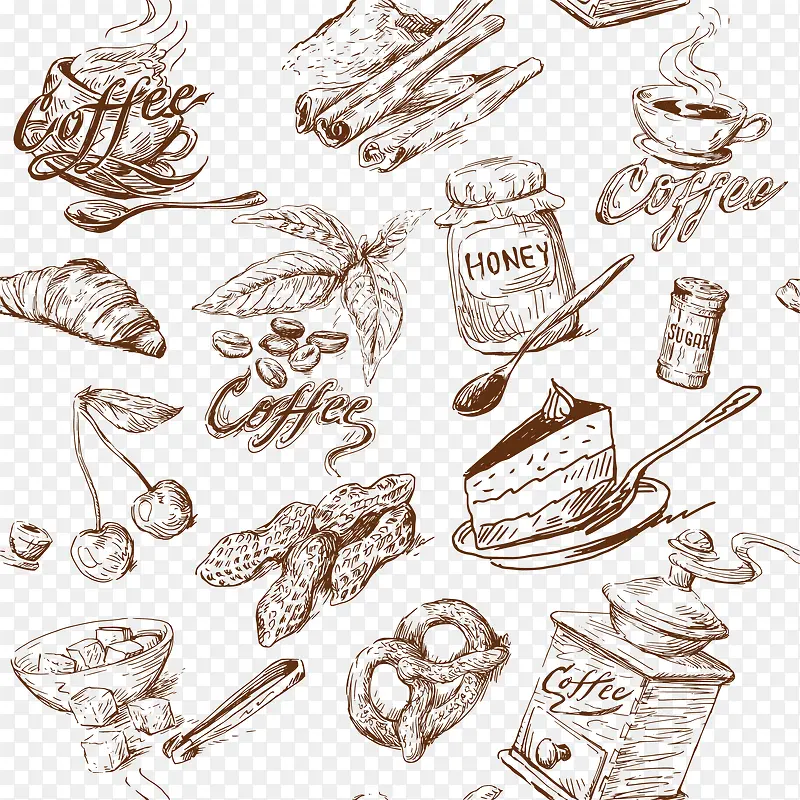 线描食物合集