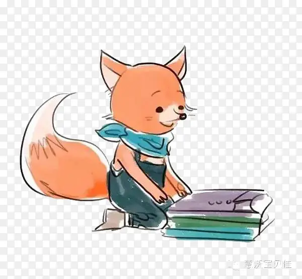 叠衣服的小狐狸卡通漫画图