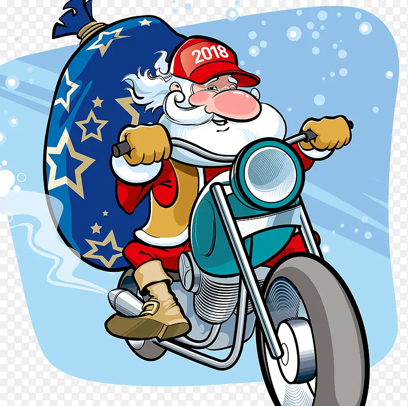 骑摩托车的圣诞老人