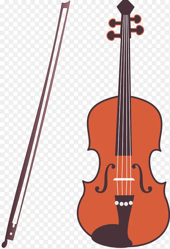 小提琴简笔画乐器矢量图