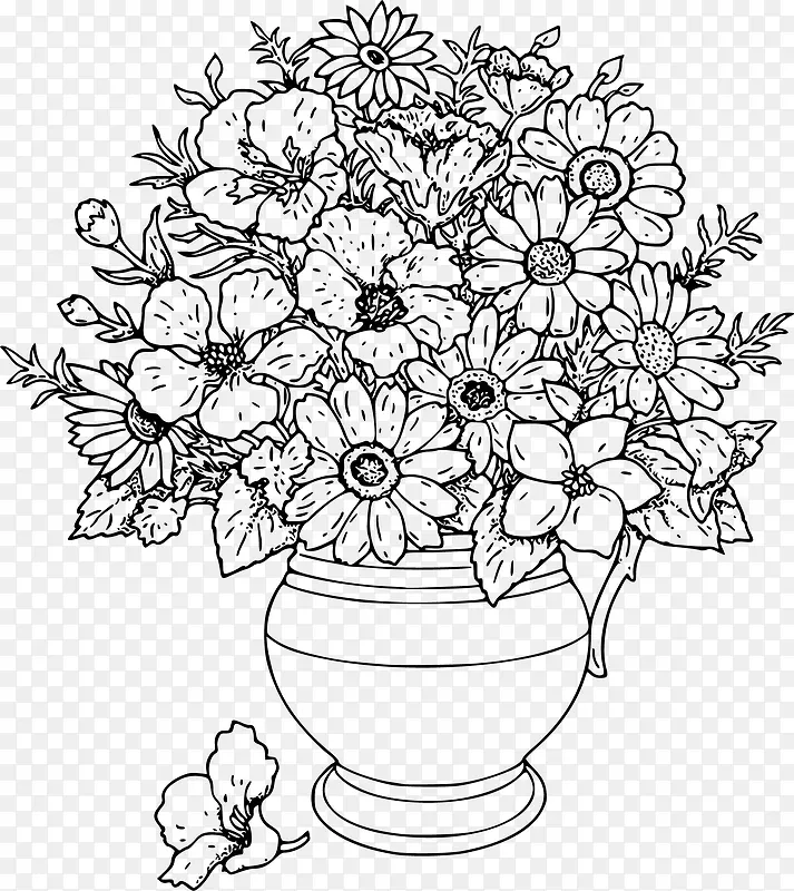 黑白线绘花瓶图案