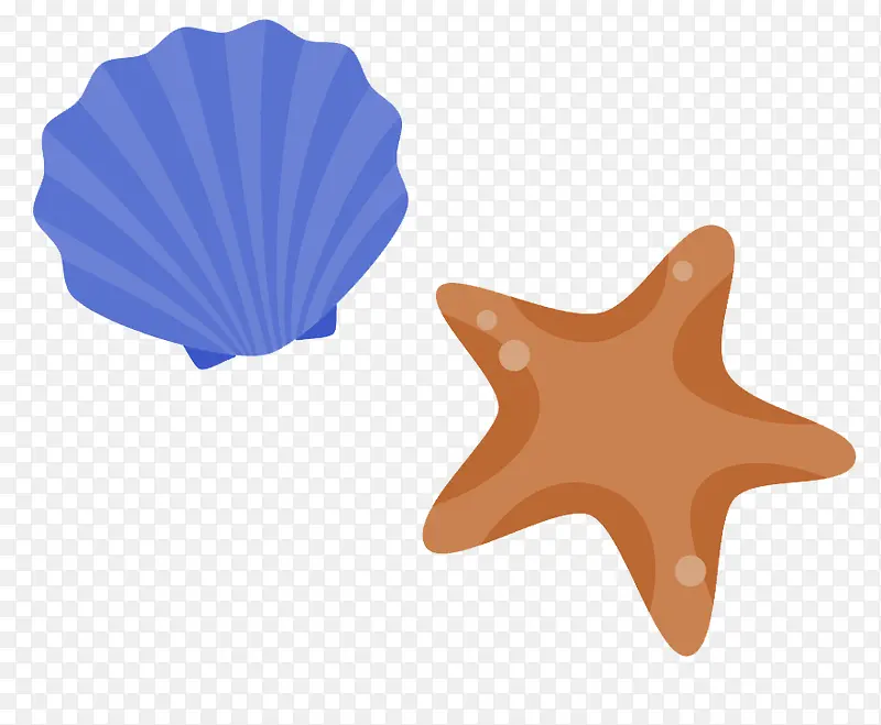 蓝色简约海星贝壳装饰图案