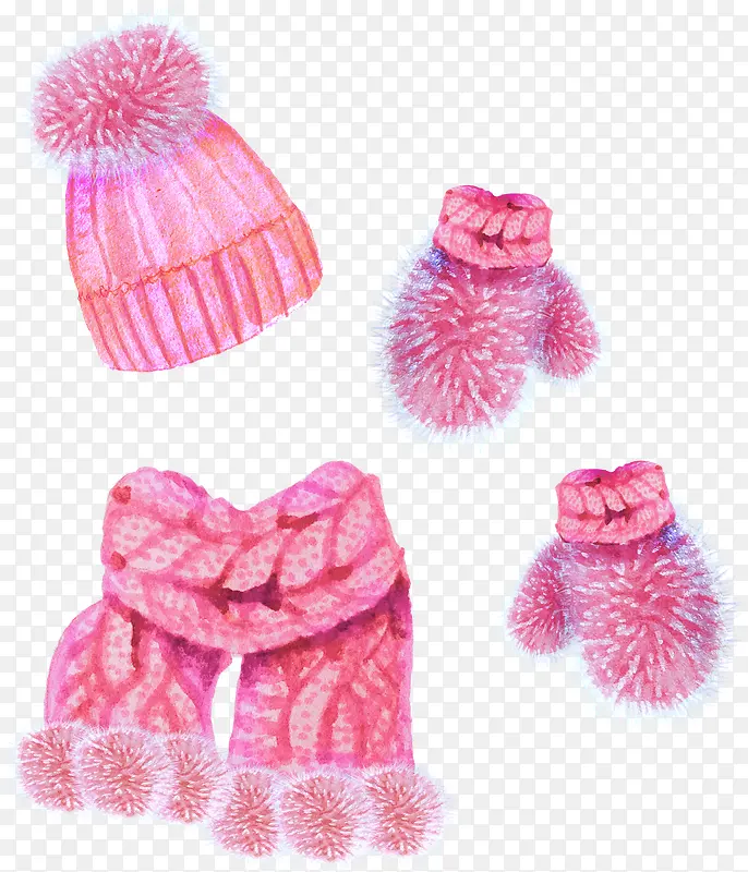 粉色帽子手套