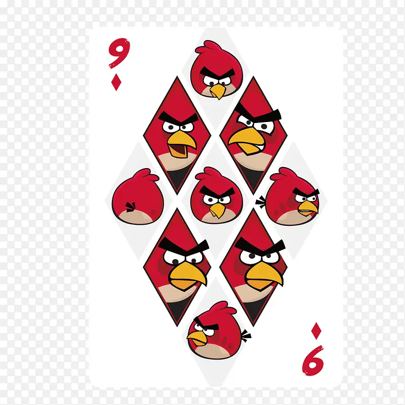 矢量扑克花色红色九个方片