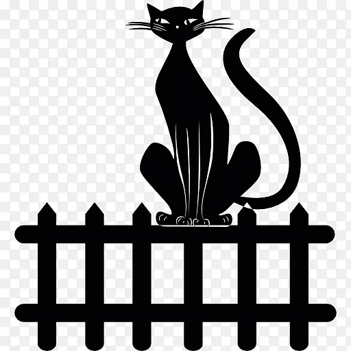 黑色的猫在篱笆上图标