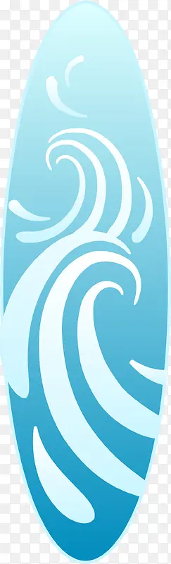 波浪样式的天蓝色冲浪板