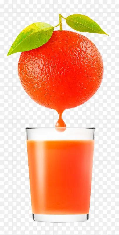 橙色简约水果果汁装饰图案