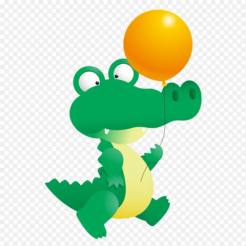 矢量扁平拿气球小恐龙