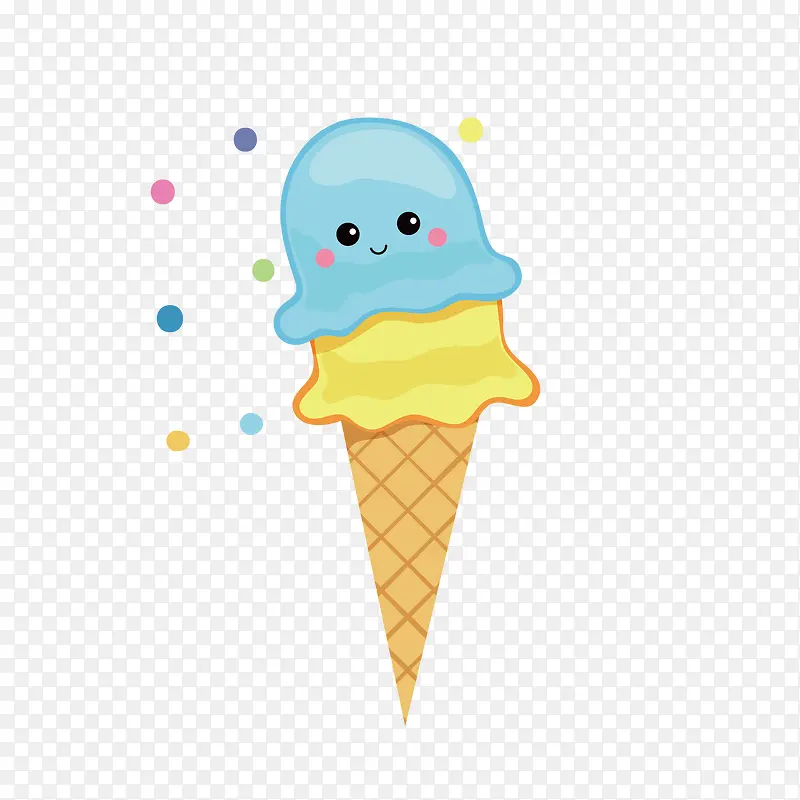 蓝色黄色冰淇淋图案