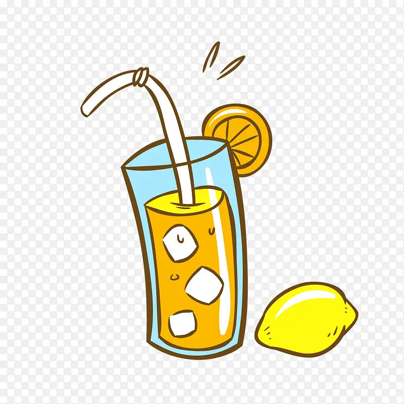 夏季卡通柠檬汁矢量图