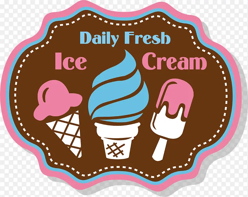雪糕冰淇淋褐色标签