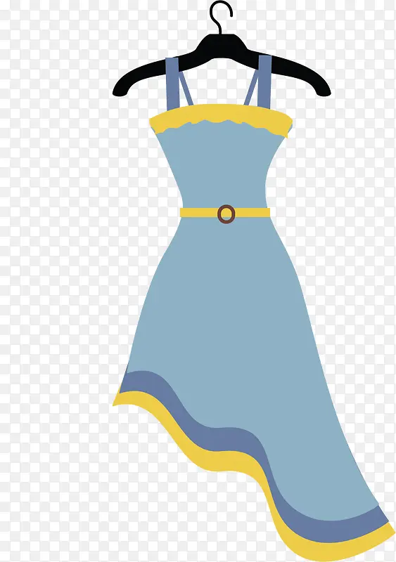蓝色背带矢量裙子
