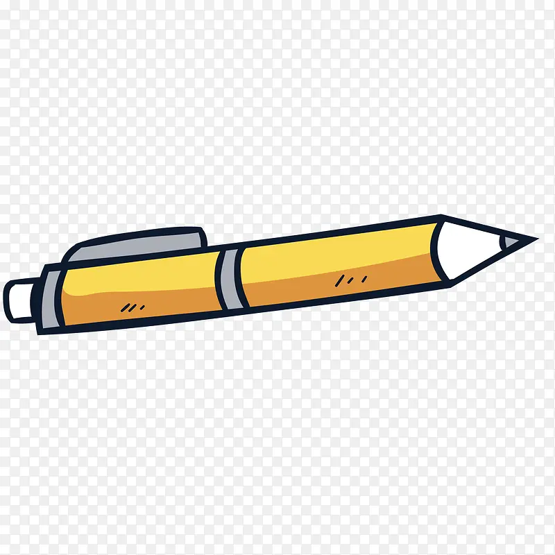 黄色手绘铅笔文具元素