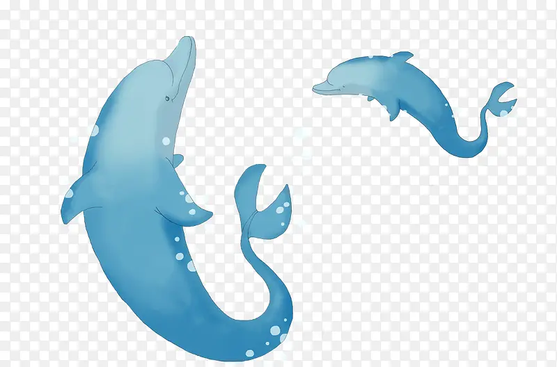 世界海洋日可爱手绘插画海中海豚