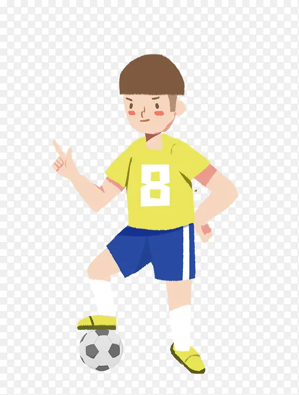 卡通风格足球小将足球运动插画