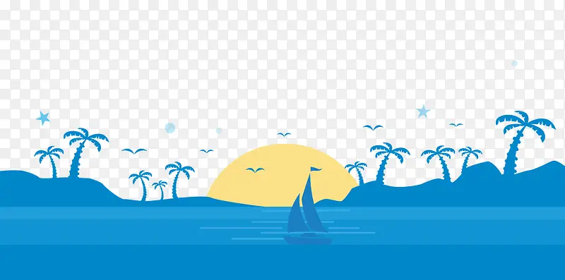 矢量卡通简洁扁平化海平面
