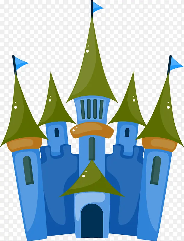 蓝色卡通城堡装饰图案