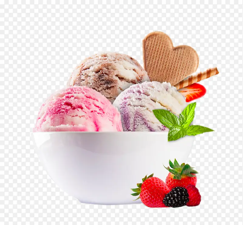 瓷碗中的冰淇淋球
