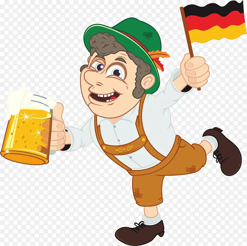 手拿啤酒的德国人