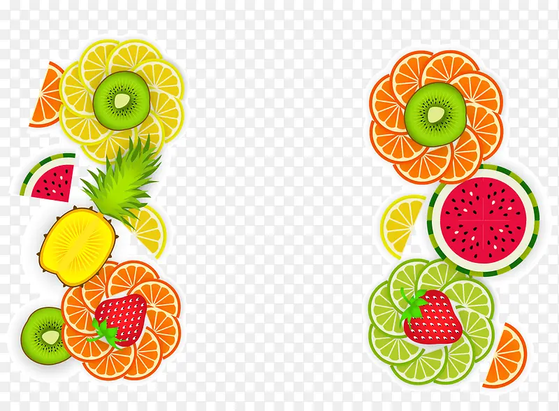 彩色热带水果矢量图