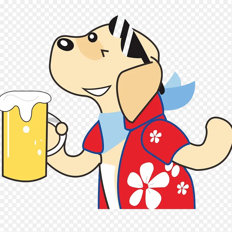 喝啤酒的帅气小狗