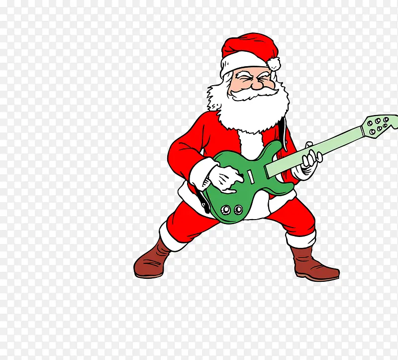 弹吉他圣诞老人矢量