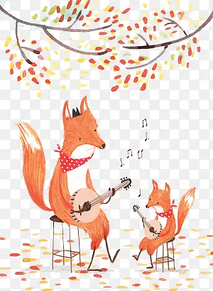 弹吉他的小狐狸