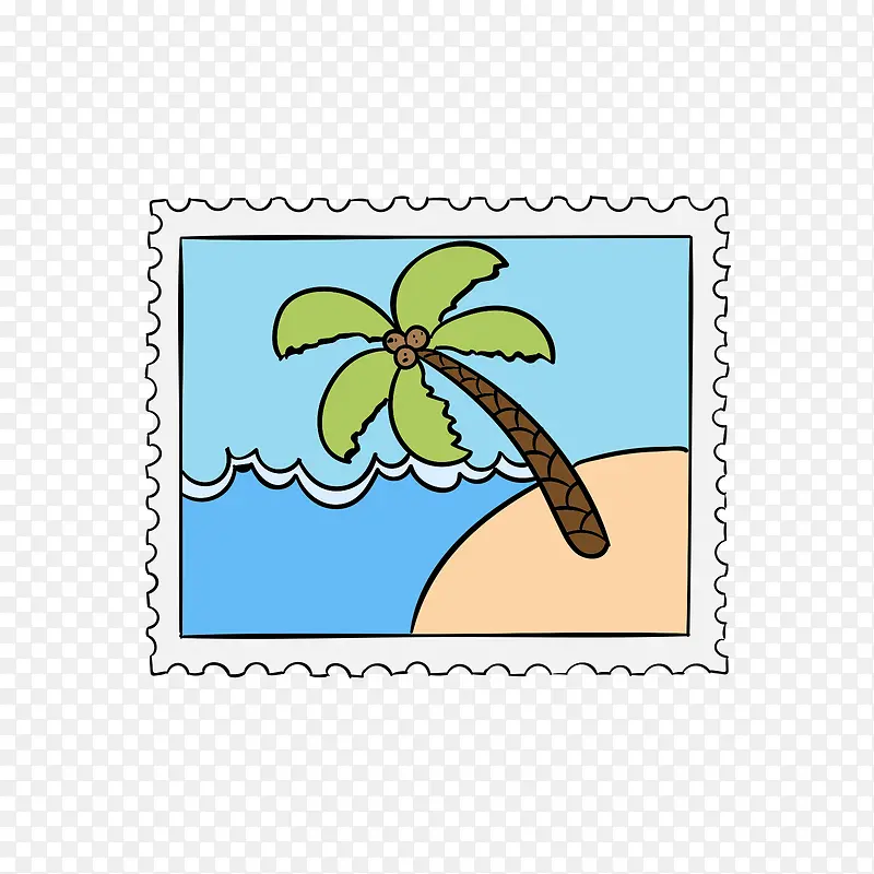 沙滩椰子树邮票