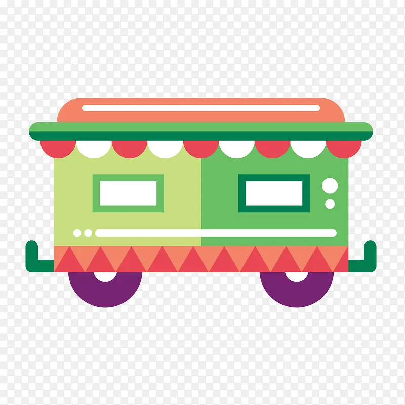 卡通绿色的食物贩卖车设计